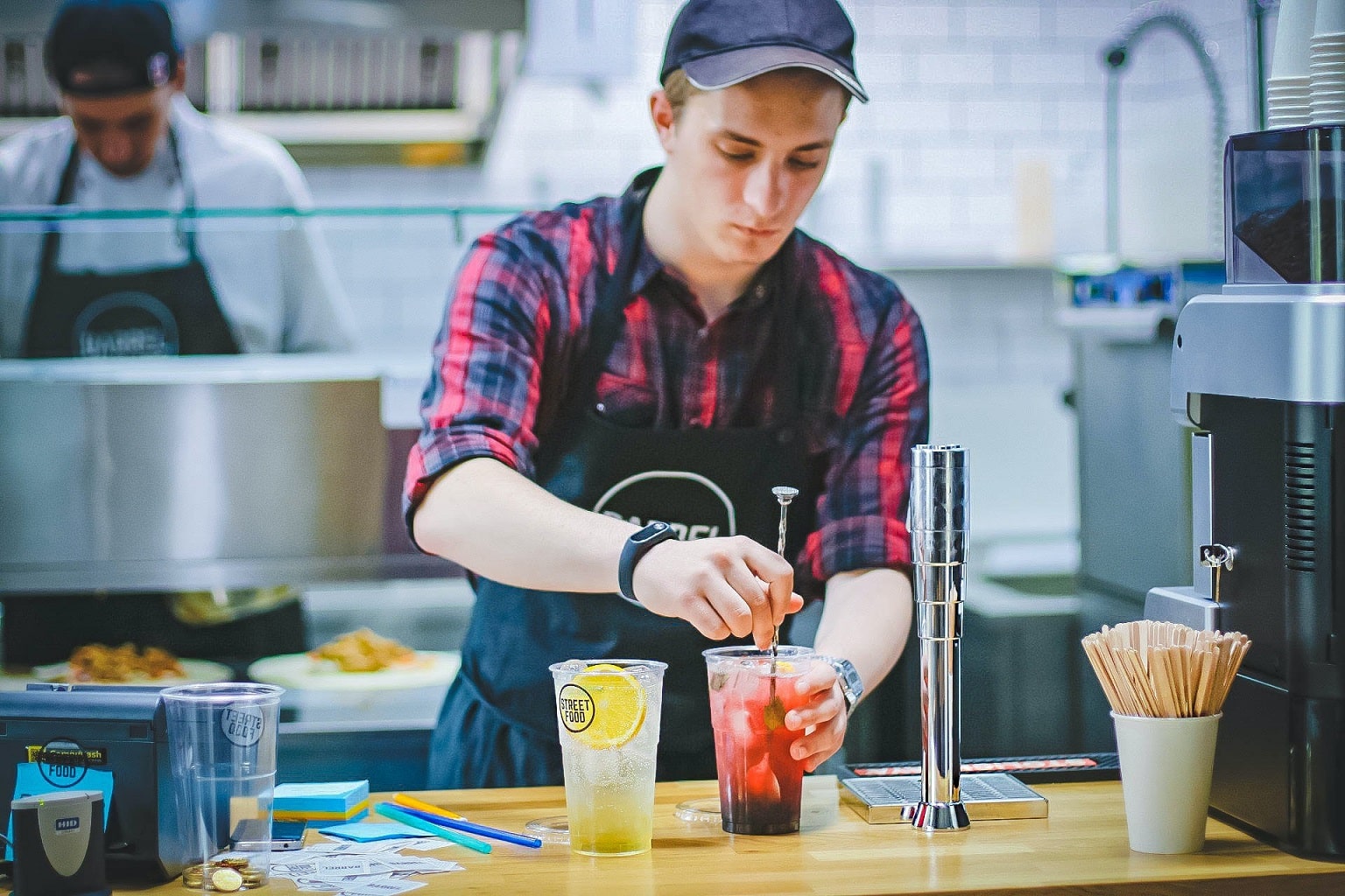 Employee making a drink